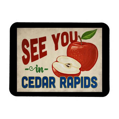 Cedar Rapids Iowa Apple _ Vintage Travel Magnet