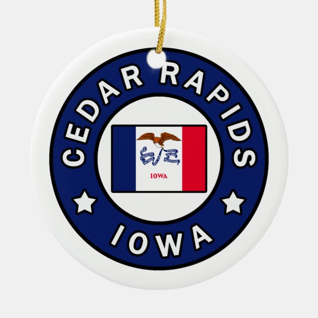 Cedar Rapids Iowa Ceramic Ornament (Front)