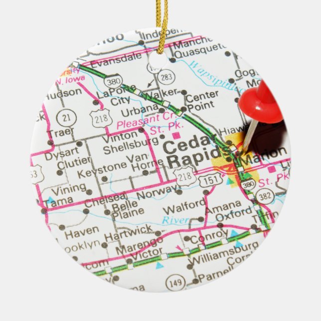 Cedar Rapids, Iowa Ceramic Ornament (Front)