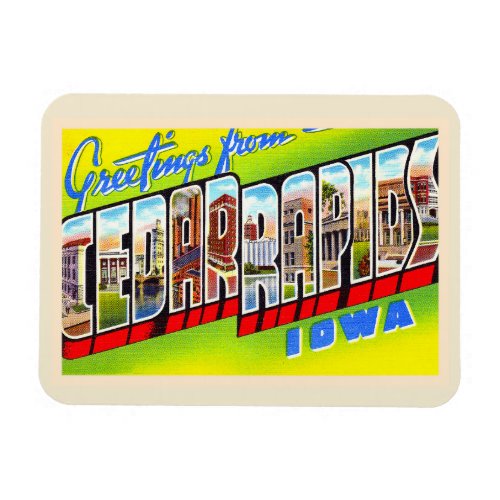 Cedar Rapids Iowa IA Vintage Large Letter Postcard Magnet