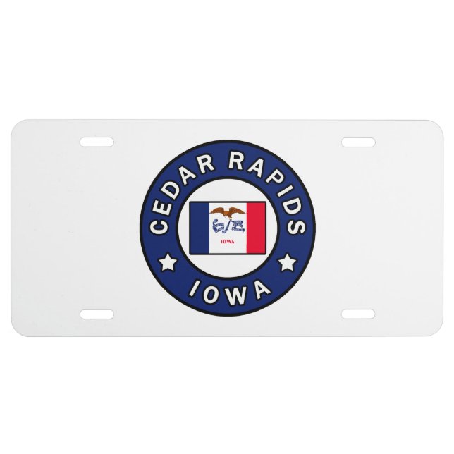 Cedar Rapids Iowa License Plate (Front)