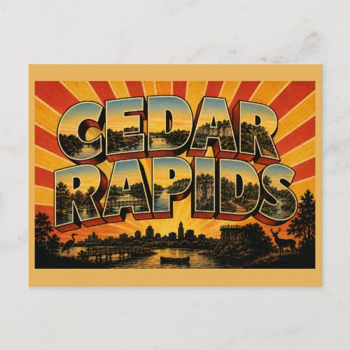 Cedar Rapids Iowa River Bluffs Forests Art Postcard