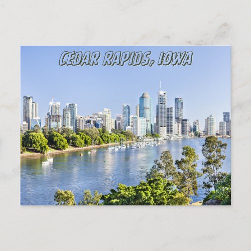 Cedar rapids iowa river bridge travel postcard 