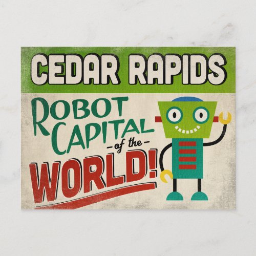 Cedar Rapids Iowa Robot _ Funny Vintage Postcard