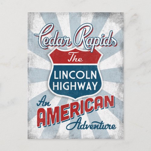 Cedar Rapids Lincoln Highway Vintage America Iowa Postcard