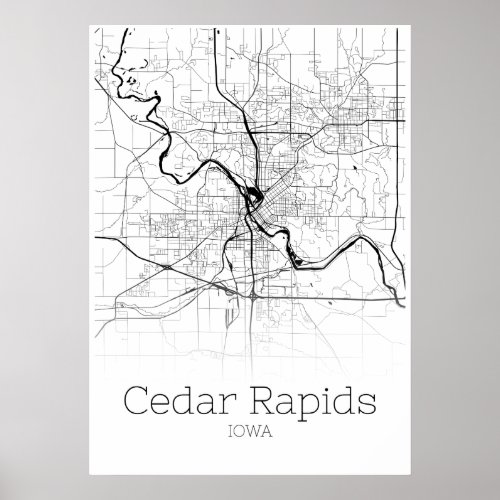 Cedar Rapids Map _ Iowa _ City Map Poster