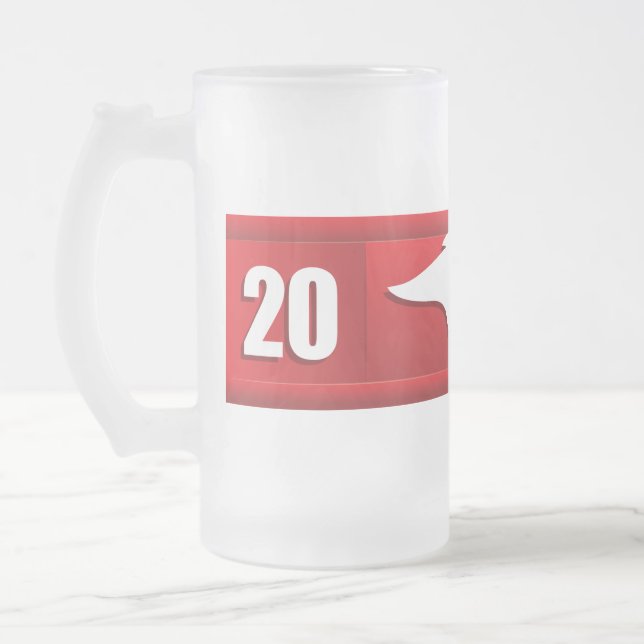 Cedar Springs Red Hawks #2 Frosted Glass Beer Mug (Left)