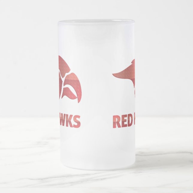 Cedar Springs Red Hawks #5 Frosted Glass Beer Mug (Center)