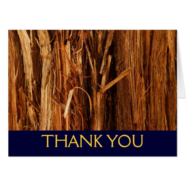 Cedar Textured Wood Thank You Card (Blank Inside) (Front Horizontal)