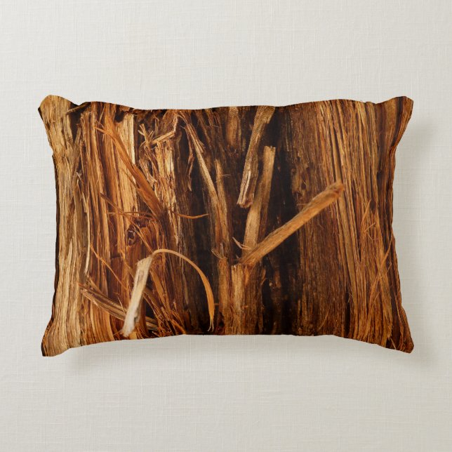 Cedar Textured Wooden Bark Look Accent Pillow (Front)