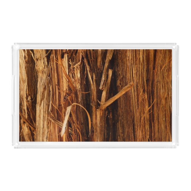 Cedar Textured Wooden Bark Look Acrylic Tray (Front)