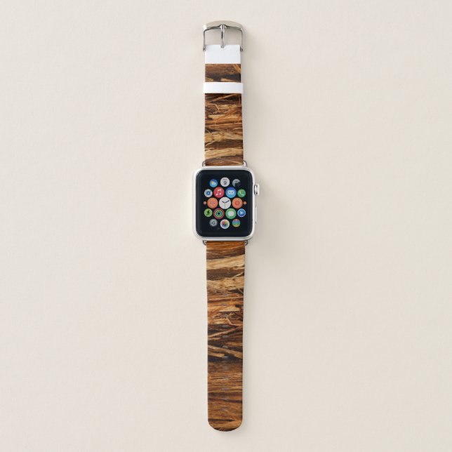 Cedar Textured Wooden Bark Look Apple Watch Band (Front)