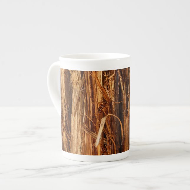 Cedar Textured Wooden Bark Look Bone China Mug (Front Left)