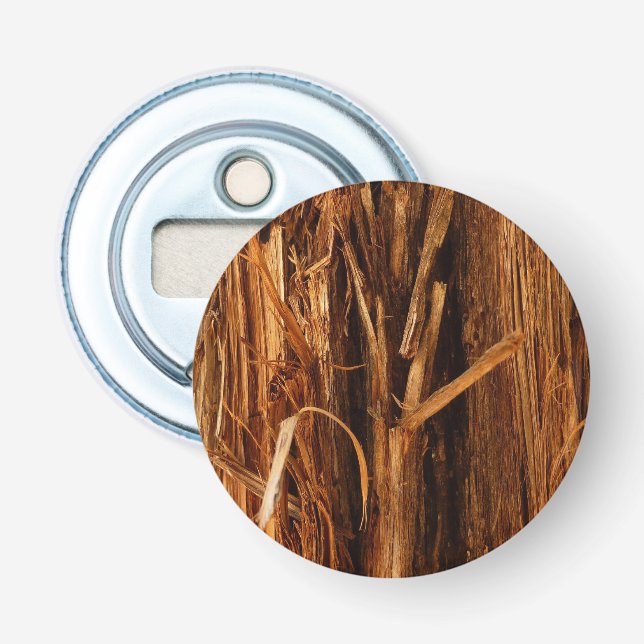 Cedar Textured Wooden Bark Look Bottle Opener (Front)