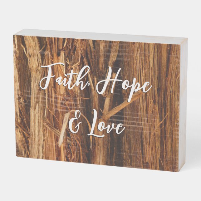 Cedar Textured Wooden Bark Look Box Sign (Angled Horizontal)