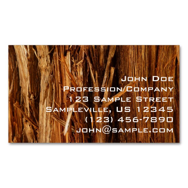 Cedar Textured Wooden Bark Look Business Card Magnet (Front)