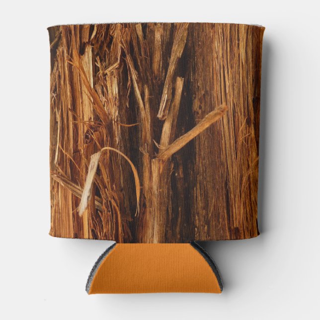Cedar Textured Wooden Bark Look Can Cooler (Front)