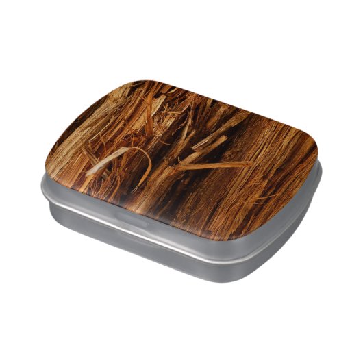 Cedar Textured Wooden Bark Look Candy Tin (Side)