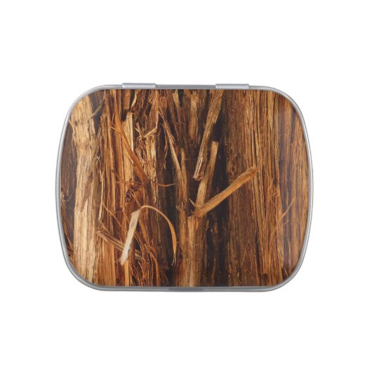 Cedar Textured Wooden Bark Look Candy Tin (Top)