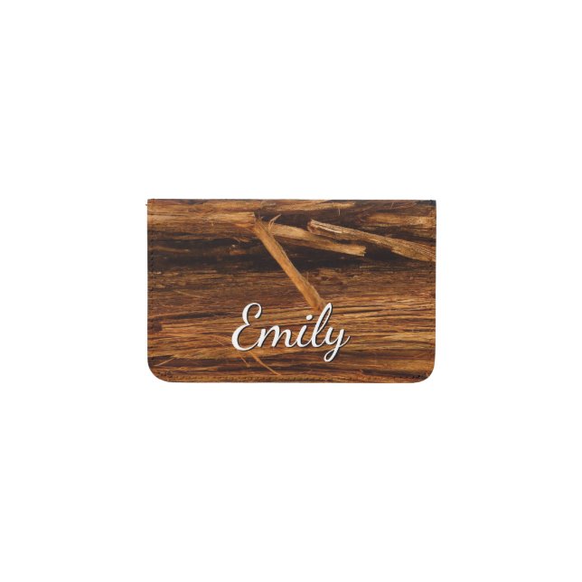 Cedar Textured Wooden Bark Look Card Holder (Front Horizontal)