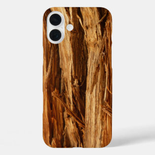 Cedar Textured Wooden Bark Look iPhone 16 Plus Case