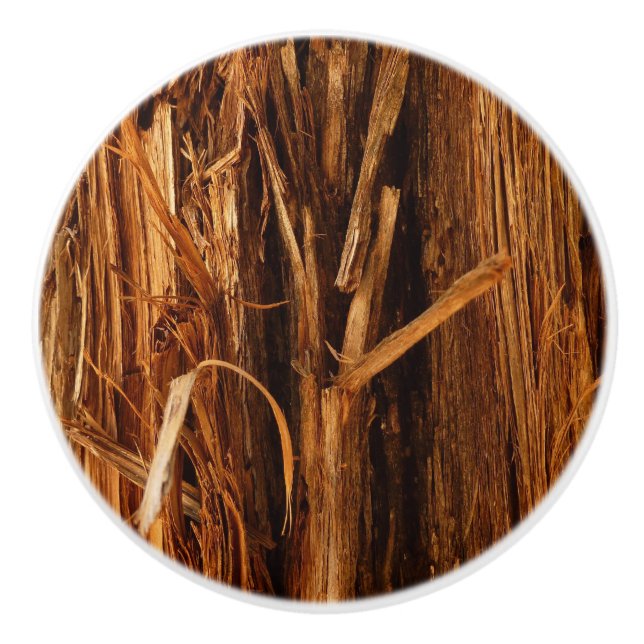 Cedar Textured Wooden Bark Look Ceramic Knob (Front)