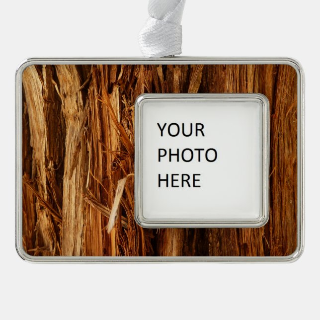 Cedar Textured Wooden Bark Look Christmas Ornament (Front)