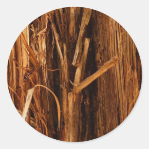 Cedar Textured Wooden Bark Look Classic Round Sticker