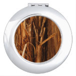 Cedar Textured Wooden Bark Look Compact Mirror