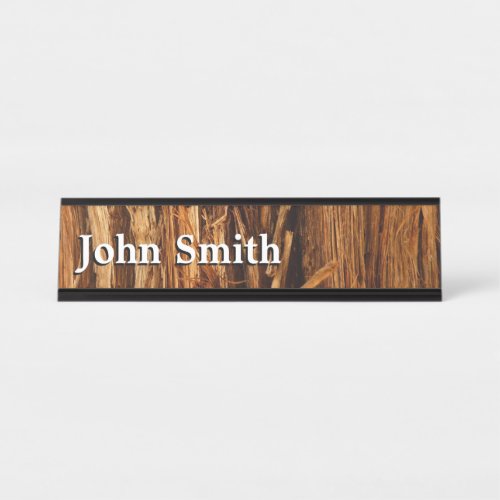 Cedar Textured Wooden Bark Look Desk Name Plate