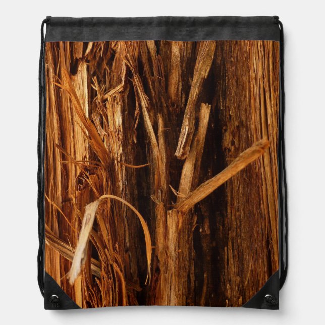 Cedar Textured Wooden Bark Look Drawstring Bag (Front)