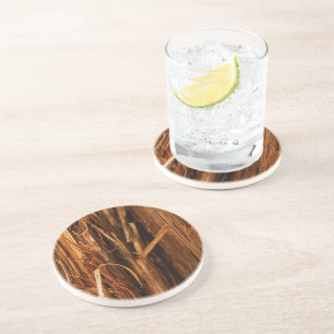 Cedar Textured Wooden Bark Look Drink Coaster