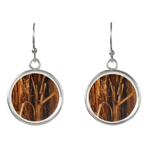 Cedar Textured Wooden Bark Look Earrings