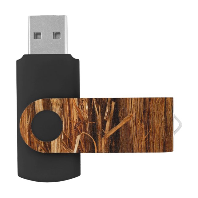 Cedar Textured Wooden Bark Look Flash Drive (Opened)