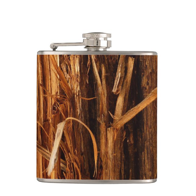 Cedar Textured Wooden Bark Look Flask (Front)