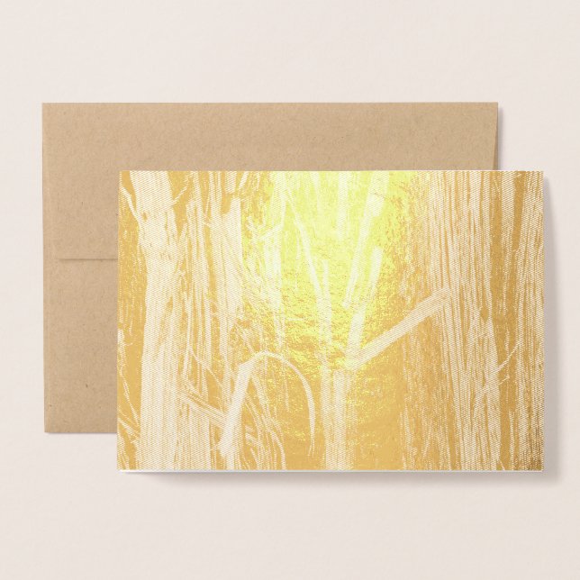 Cedar Textured Wooden Bark Look Foil Card (Front With Envelope)