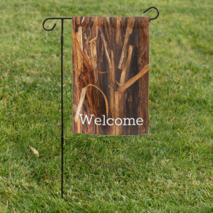 Cedar Textured Wooden Bark Look Garden Flag
