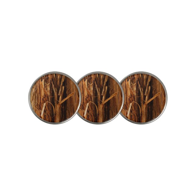 Cedar Textured Wooden Bark Look Golf Ball Marker (3 Up)