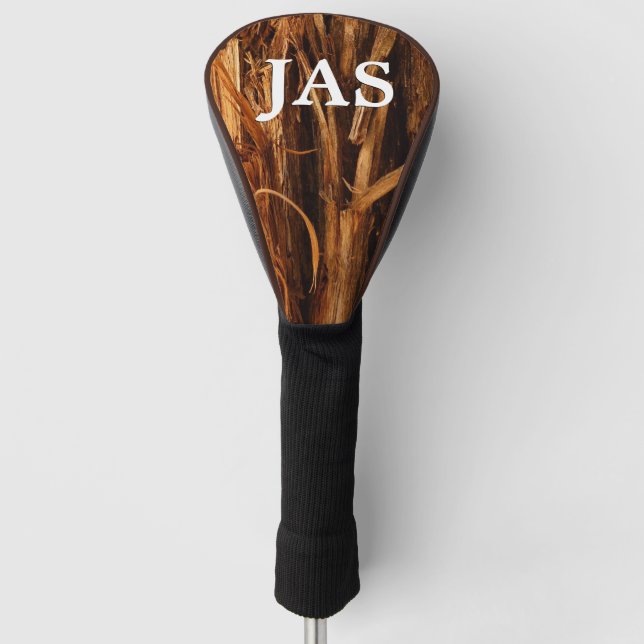 Cedar Textured Wooden Bark Look Golf Head Cover (Front)