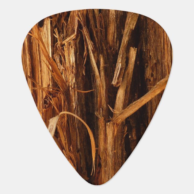Cedar Textured Wooden Bark Look Guitar Pick (Front)