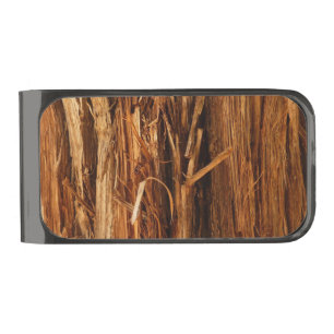 Cedar Textured Wooden Bark Look Gunmetal Finish Money Clip