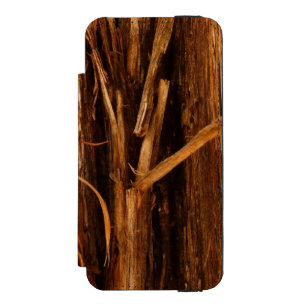 Cedar Textured Wooden Bark Look Wallet Case For iPhone SE/5/5s