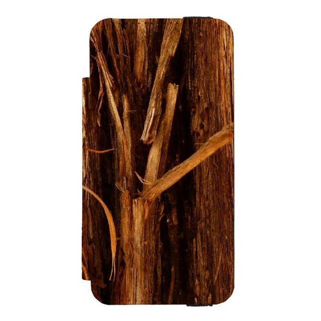 Cedar Textured Wooden Bark Look Incipio iPhone Wallet Case (Folio Front)