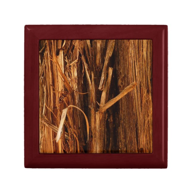 Cedar Textured Wooden Bark Look Jewelry Box (Front)