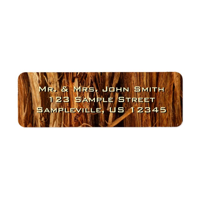Cedar Textured Wooden Bark Look Label (Front)