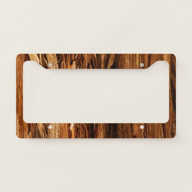 Cedar Textured Wooden Bark Look License Plate Frame (Front)