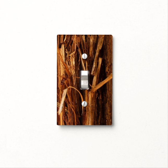 Cedar Textured Wooden Bark Look Light Switch Cover (In Situ)