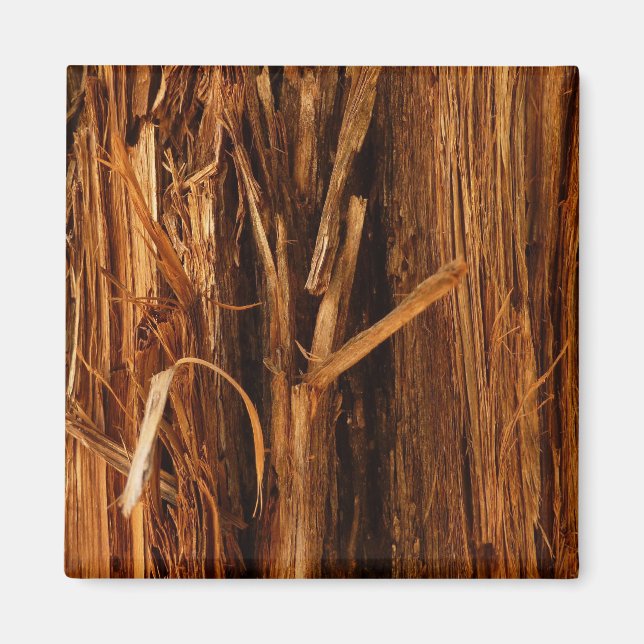 Cedar Textured Wooden Bark Look Magnet (Front)