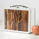 Cedar Textured Wooden Bark Look Metal Lunch Box