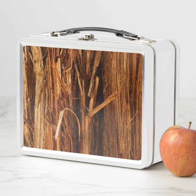 Cedar Textured Wooden Bark Look Metal Lunch Box (In Situ)